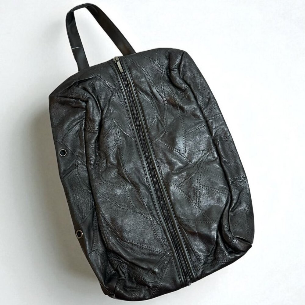 NWT Roberto Amee Black Quilted Leather Golf Shoe Bag